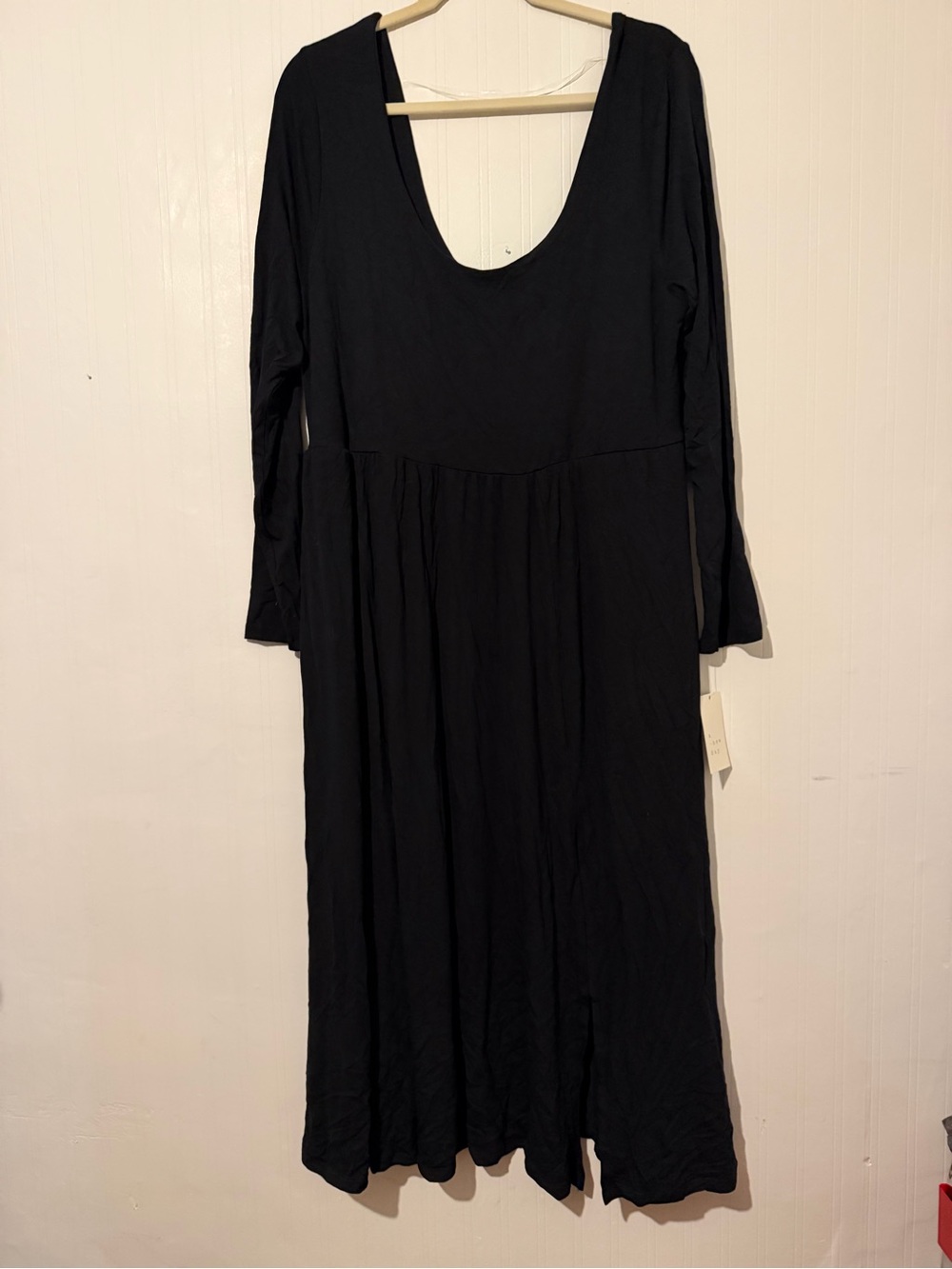 Black Long Sleeve Scoop Neck Maxi Dress XXL